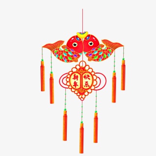 水彩新年灯笼年年有鱼