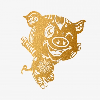 2019新年手绘卡通剪纸猪