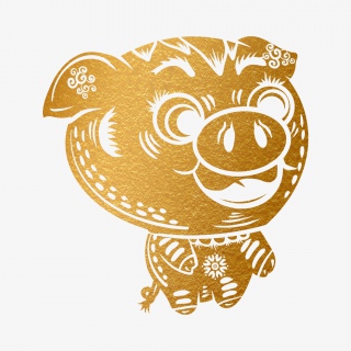 2019新年手绘卡通剪纸猪