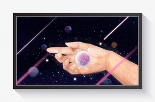 手中的星星宇宙星空插画