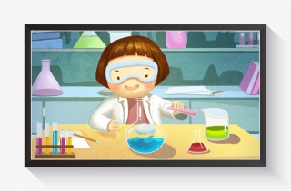 做实验的小女孩卡通