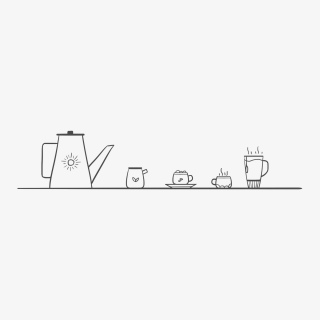 手绘牛奶壶咖啡杯茶杯分割线