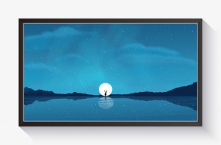 日系唯美清晰夜晚星河月亮梦幻插画