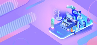 25d渐变work办公科技海报