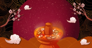 简约中式火锅美食背景