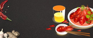 美味小龙虾黑色文艺banner