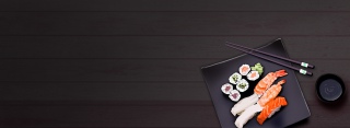 美食日本料理俯视图木纹banner