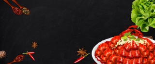 夏日小龙虾吃货简约黑色banner