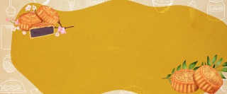 月饼卡通黄色海报背景banner