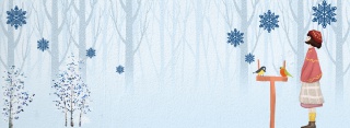 二十四节气立冬看雪景的女孩背景