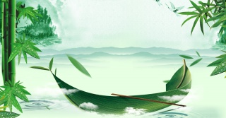 清新粽叶龙舟护肤品化妆品端午节海报背景