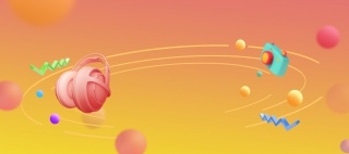 双十一卡通促销橙色Banner背景