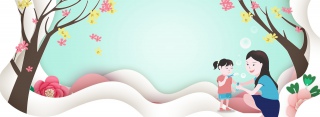 手绘微立体母亲节花卉banner