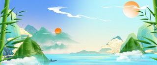 中国风清新简约端午节大气背景