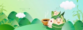 端午节小清新吃粽子美食促销banner