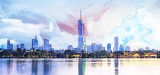 城市中央天际线背景