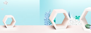 蓝色清新立体菱形banner